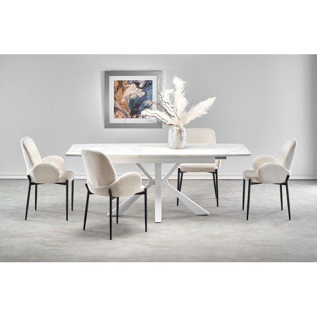 VIVALDI extension table white marble, leg white 2