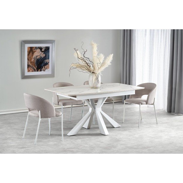 VIVALDI extension table white marble, leg white 25