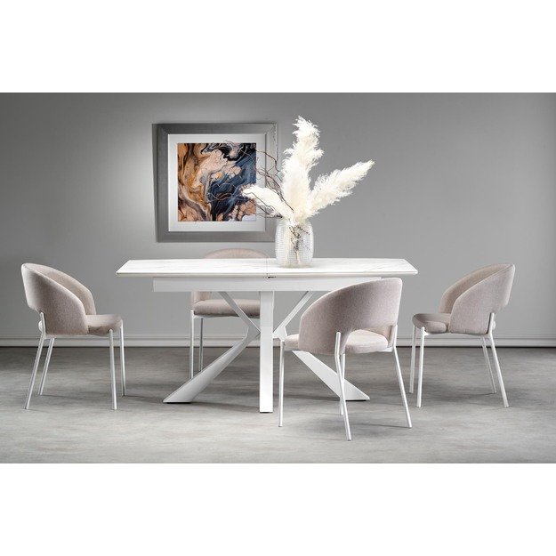 VIVALDI extension table white marble, leg white 28
