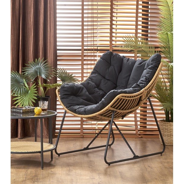 WHISPER leisure chair, black / natural