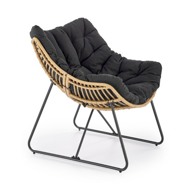 WHISPER leisure chair, black / natural 18