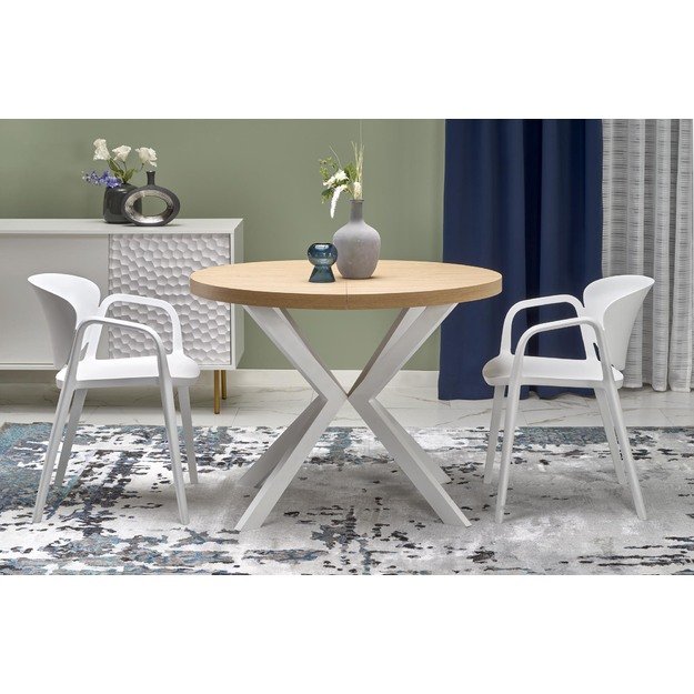 PERONI extension table, gold oak / white 16