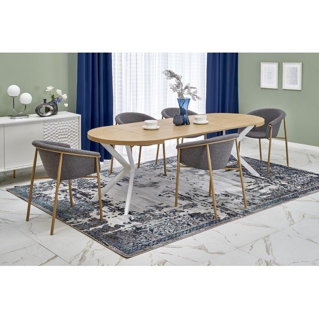 PERONI extension table, gold oak / white
