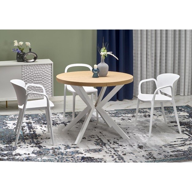 PERONI extension table, gold oak / white 30