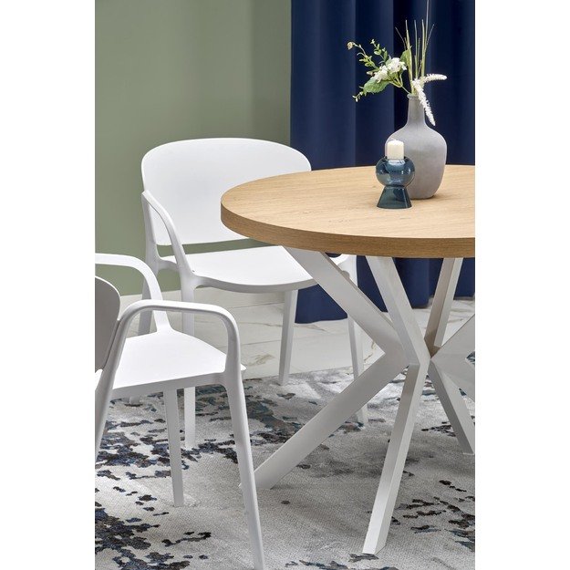PERONI extension table, gold oak / white 14