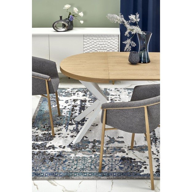 PERONI extension table, gold oak / white 10