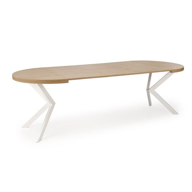 PERONI extension table, gold oak / white 22