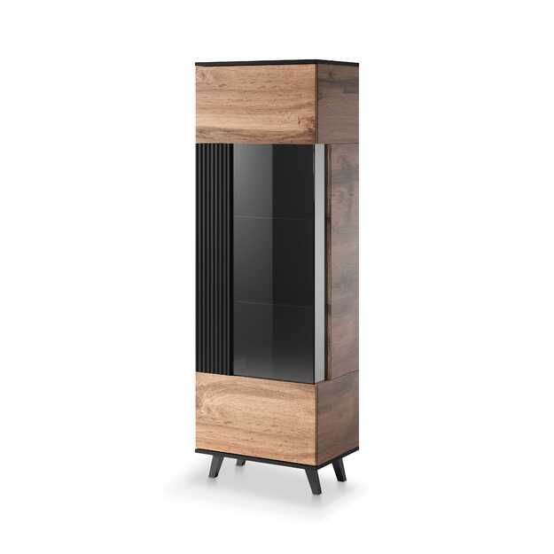 RANDOM W-1 display cabinet, color: wotan oak/black