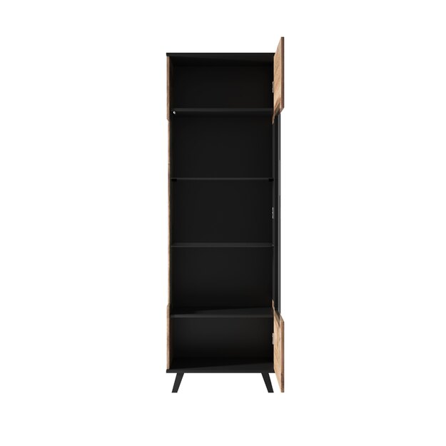 RANDOM W-1 display cabinet, color: wotan oak/black 2