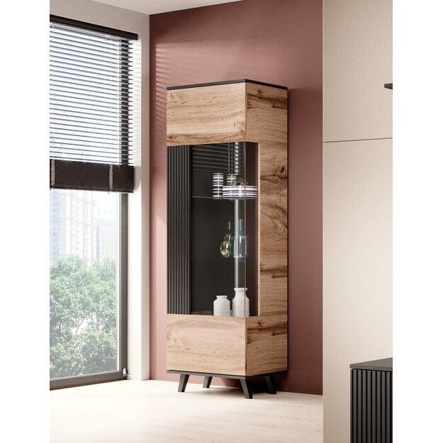 RANDOM W-1 display cabinet, color: wotan oak/black 10