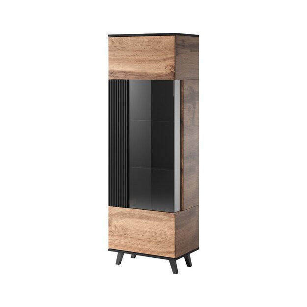 RANDOM W-1 display cabinet, color: wotan oak/black 25
