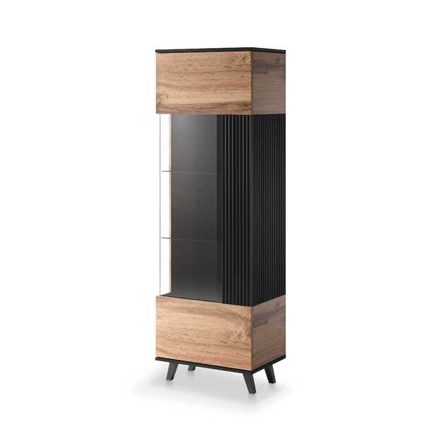 RANDOM W-1 display cabinet, color: wotan oak/black 19