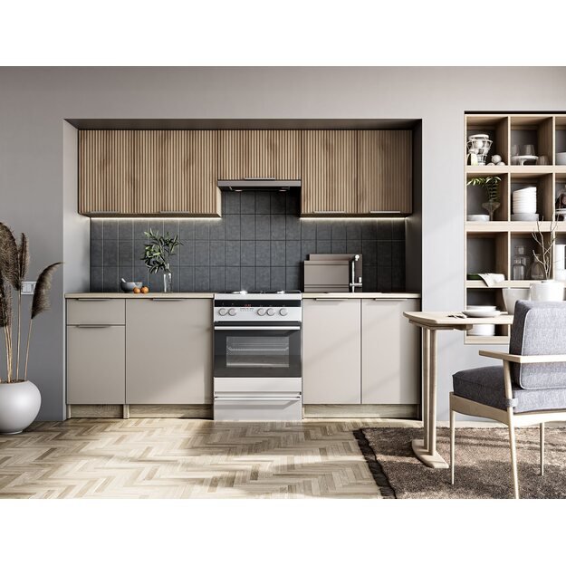 TATIANA 240 kitchen set, color: front - walnut/cashmere, body – sonoma oak