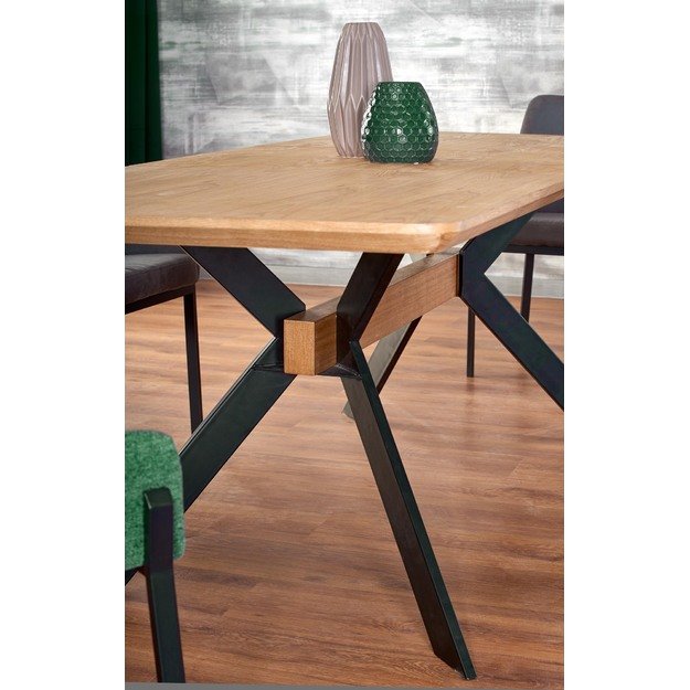 BACARDI extension table, color: top - natural oak, legs - black 5