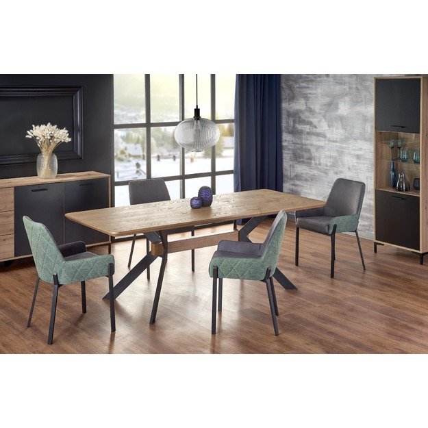 BACARDI extension table, color: top - natural oak, legs - black