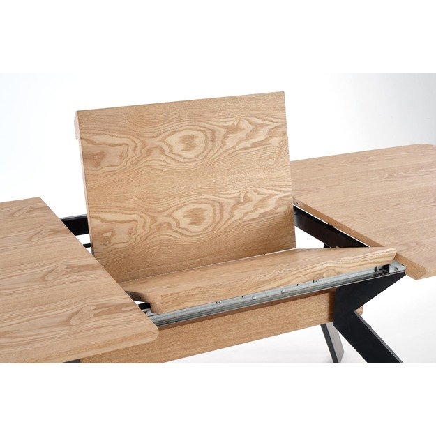 BACARDI extension table, color: top - natural oak, legs - black 12