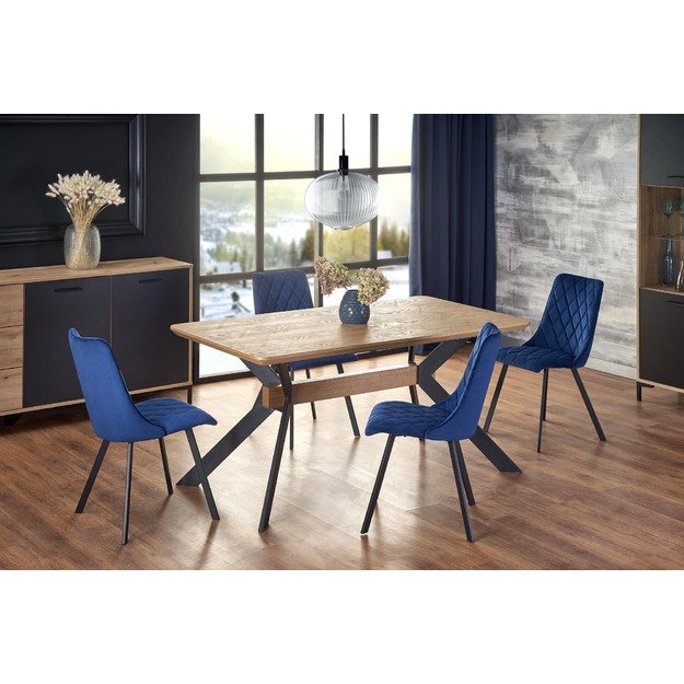 BACARDI extension table, color: top - natural oak, legs - black 4