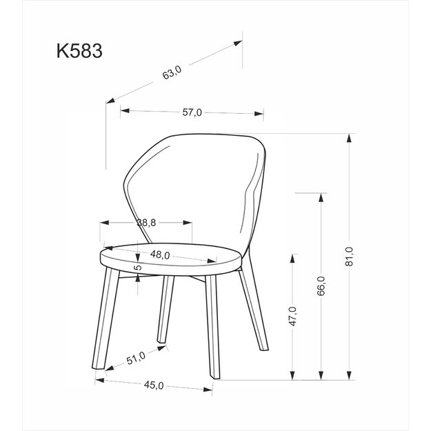 K583 chair, walnut / brown / beige 6
