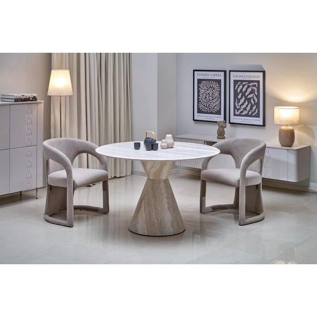 ABBOT round table, light travertine