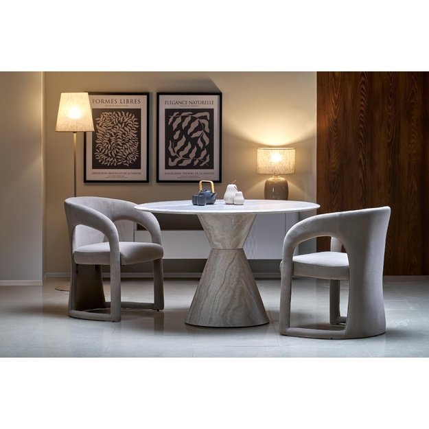 ABBOT round table, light travertine