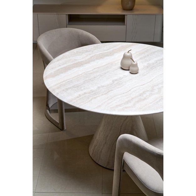 ABBOT round table, light travertine