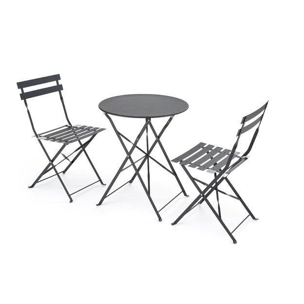 LIVORNO garden set (table+2 chairs), black