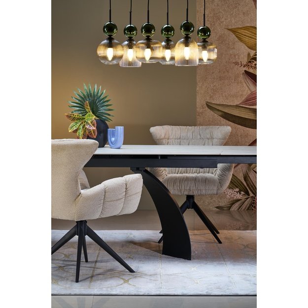 VITRUS extension table, light travertine / black
