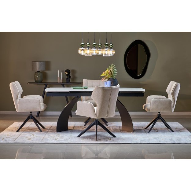 VITRUS extension table, light travertine / black