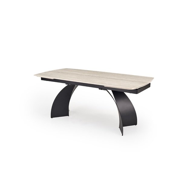 VITRUS extension table, light travertine / black