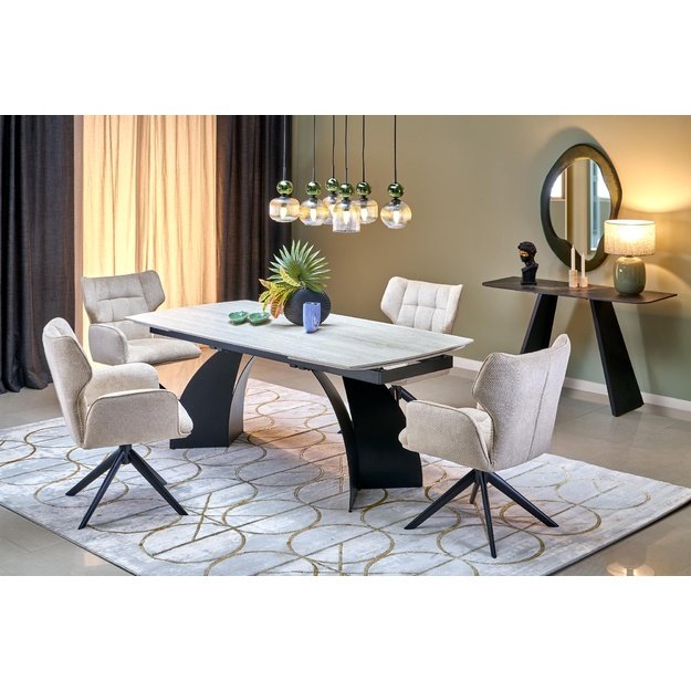 VITRUS extension table, light travertine / black