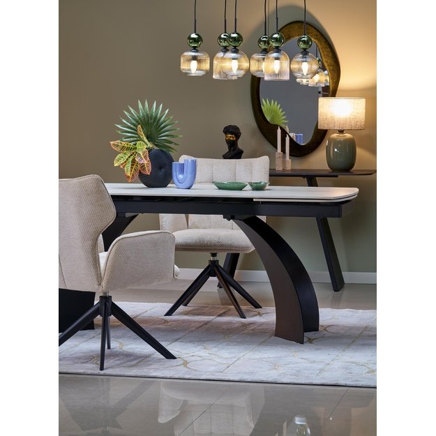 VITRUS extension table, light travertine / black