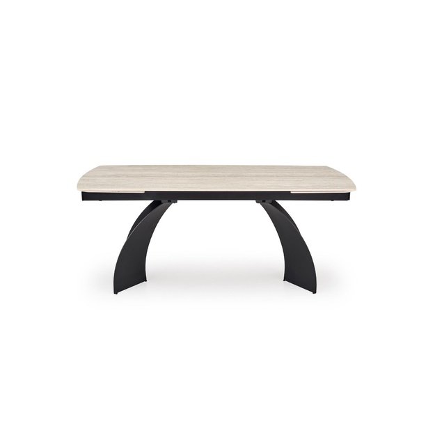 VITRUS extension table, light travertine / black