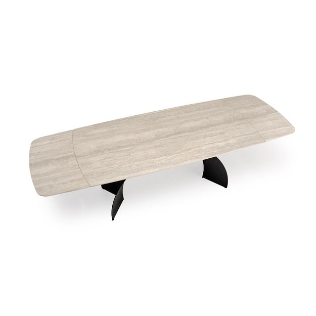 VITRUS extension table, light travertine / black
