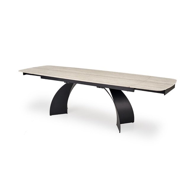 VITRUS extension table, light travertine / black