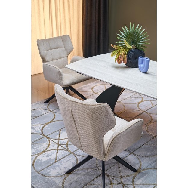 VITRUS extension table, light travertine / black