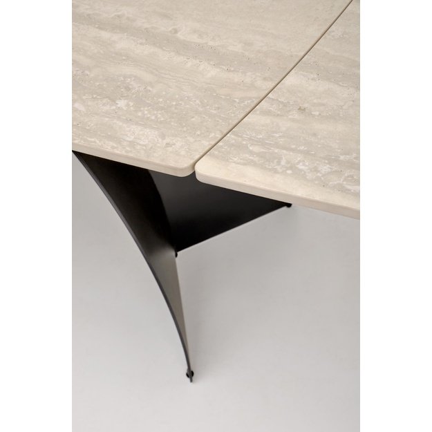 VITRUS extension table, light travertine / black