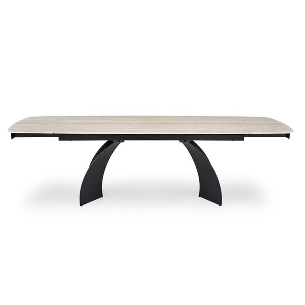 VITRUS extension table, light travertine / black