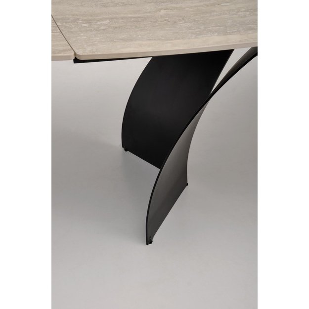 VITRUS extension table, light travertine / black