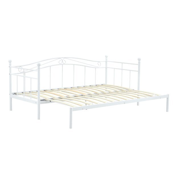 ARIZA double bed with pull-out extra mattress space, white 3