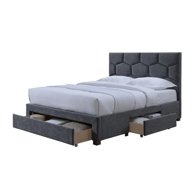 HARRIET 160 bed with drawers, grey velvet 3