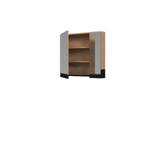 mirror cabinet, DUESA SLU-80, gold oak / black 2