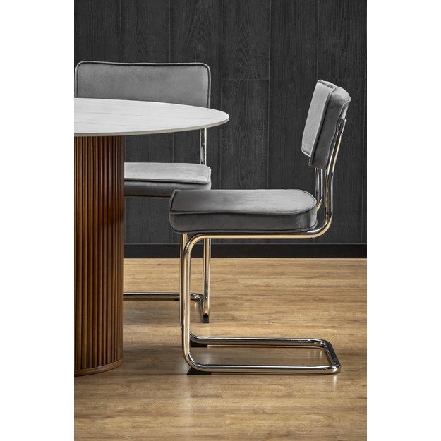 BRUNO round table, white marble / walnut 6