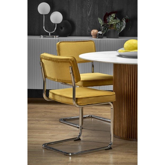 BRUNO round table, white marble / walnut 4