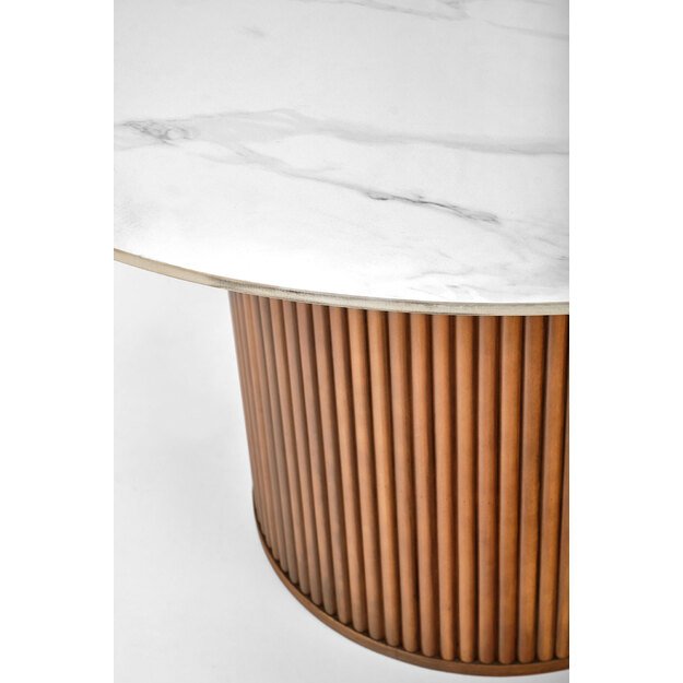 BRUNO round table, white marble / walnut 22