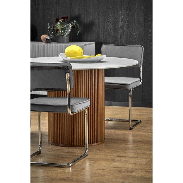 BRUNO round table, white marble / walnut 7