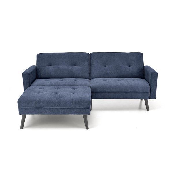 CORNELIUS folding sofa with ottoman, color: blue