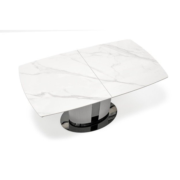 DANCAN extension table, white marble / grey / l. grey / black 34