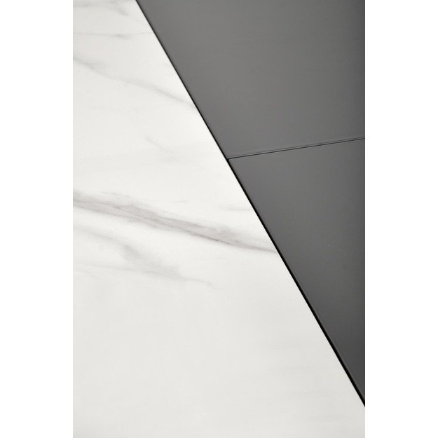 DANCAN extension table, white marble / grey / l. grey / black 26