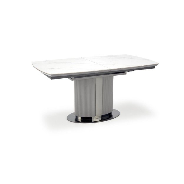 DANCAN extension table, white marble / grey / l. grey / black 9