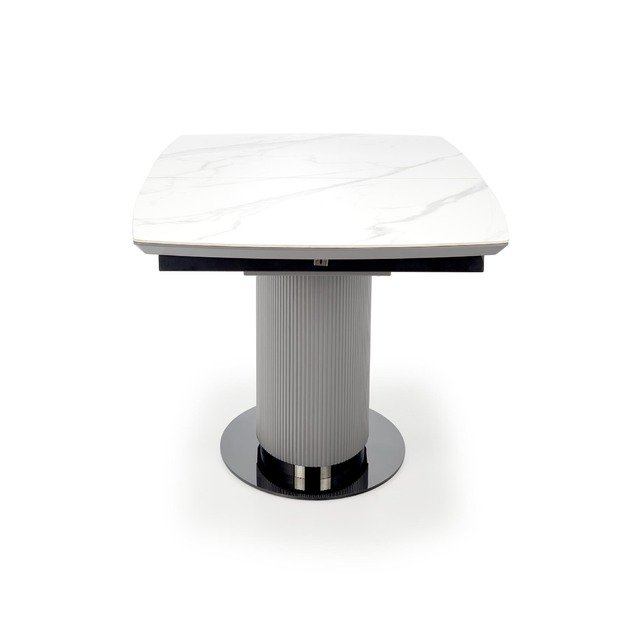 DANCAN extension table, white marble / grey / l. grey / black 24